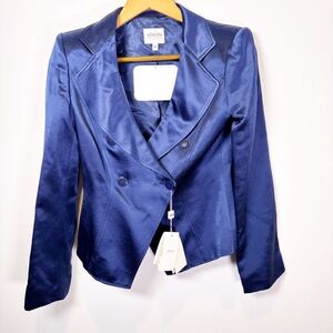 NWT Armani Wool Silk Satin Double Breasted Blazer
